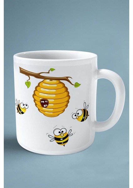 Arı Baskılı Kupa Bardak Çift Taraflı Kişiye Özel Model 5