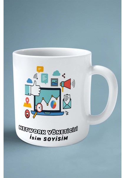 Network Yöneticisi Baskılı Kupa Bardak Çift Taraflı Baskı Kişiye Özel Model 4