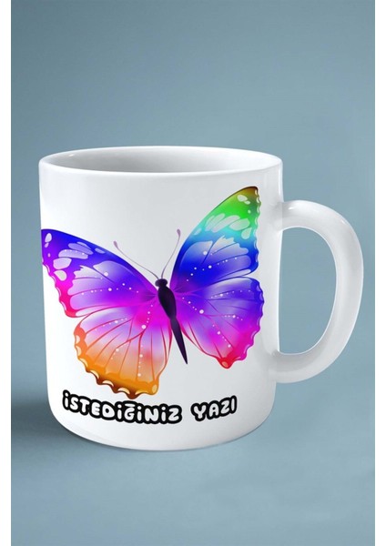 Kelebek Baskılı Kupa Bardak Çift Taraflı Kişiye Özel Model 7 fiyatları