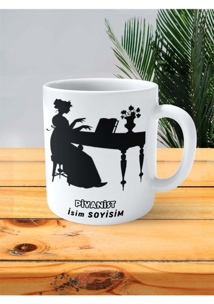 Piyanist Meslek Baskılı Kupa Bardak Çift Taraflı Baskı Kişiye Özel Model