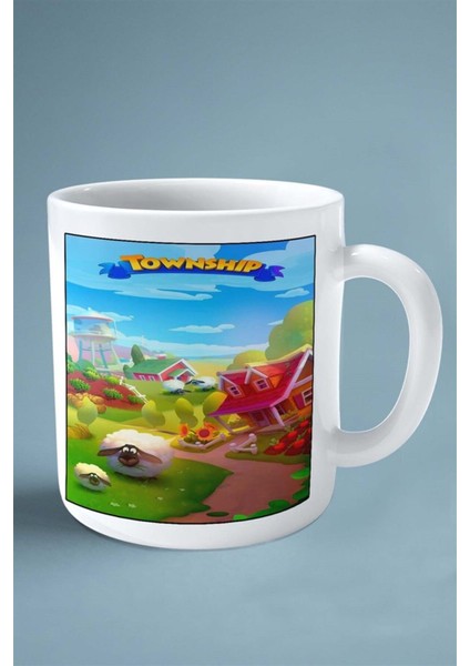 Town Ship Mobil Oyun Baskılı Kupa Bardak Çift Taraflı Baskı Kişiye Özel Model 2