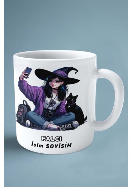 Falcı Fal Meslek Baskılı Kupa Bardak Çift Taraflı Baskı Kişiye Özel Model 1
