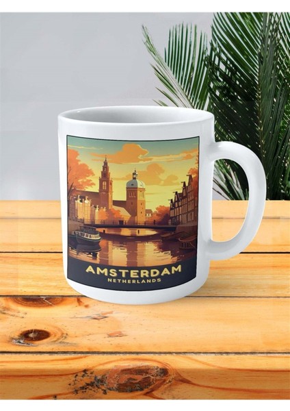 Amsterdam Baskılı Kupa Bardak Kişiye Özel Desen