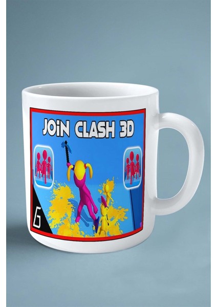 Join Clash Mobil Oyun Baskılı Kupa Bardak Çift Taraflı Baskı Kişiye Özel Model 3