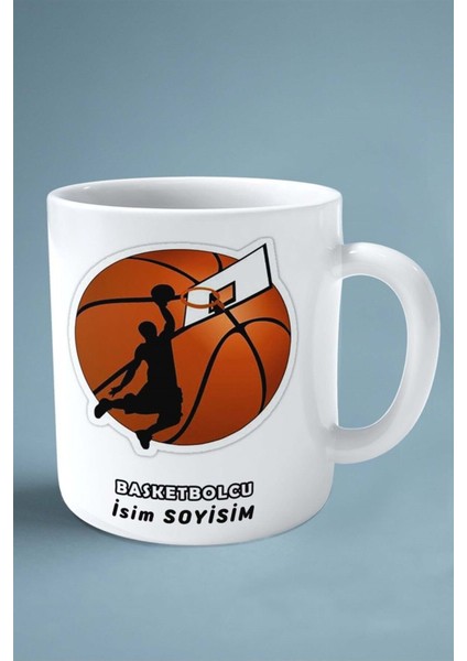 Basketbolcu Basketbol Basket Baskılı Kupa Bardak Çift Taraflı Baskı Kişiye Özel Model 17