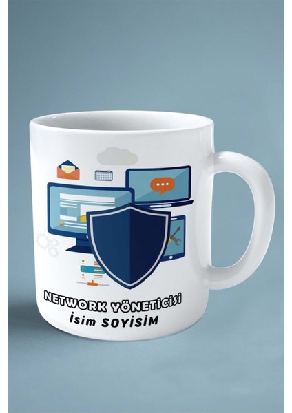 Network Yöneticisi Baskılı Kupa Bardak Çift Taraflı Baskı Kişiye Özel Model 11