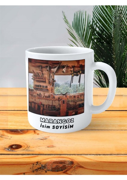Marangoz Meslek Baskılı Kupa Bardak Çift Taraflı Baskı Kişiye Özel Model