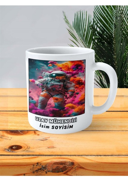 Uzay Mühendisi Meslek Baskılı Kupa Bardak Çift Taraflı Baskı Kişiye Özel Model 18