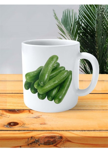 Acur Hıyar Salatalık Baskılı Kupa Bardak Kişiye Özel Model 1