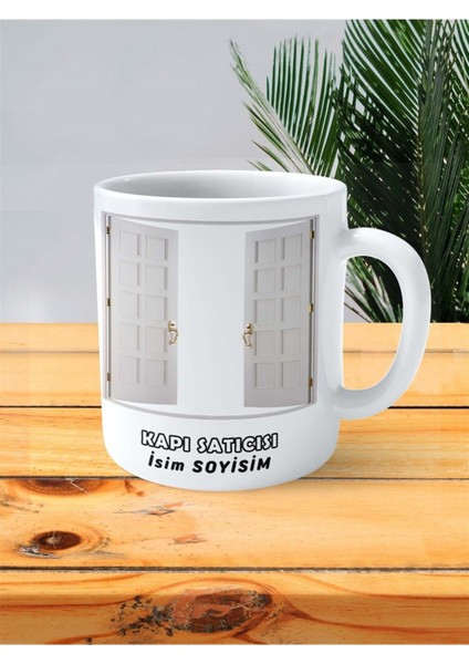 Kapı Satıcısı Meslek Baskılı Kupa Bardak Çift Taraflı Baskı Kişiye Özel Model