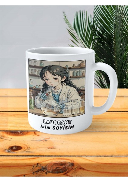 Laborant Meslek Baskılı Kupa Bardak Çift Taraflı Baskı Kişiye Özel Model