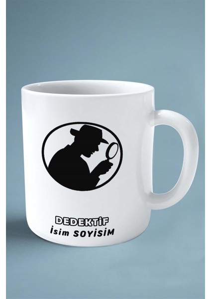 Dedektif Meslek Baskılı Kupa Bardak Çift Taraflı Baskı Kişiye Özel Model 1
