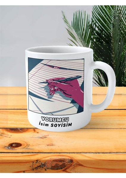 Yorumcu Meslek Baskılı Kupa Bardak Çift Taraflı Baskı Kişiye Özel Model 4