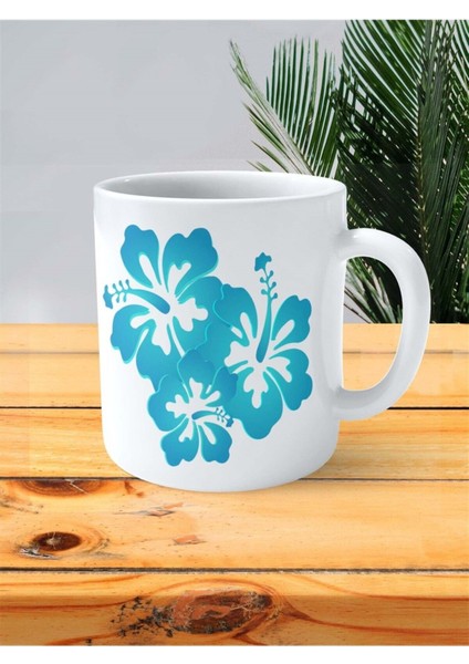 Firuze Çiçeği Baskılı Kupa Bardak Kişiye Özel Model 1