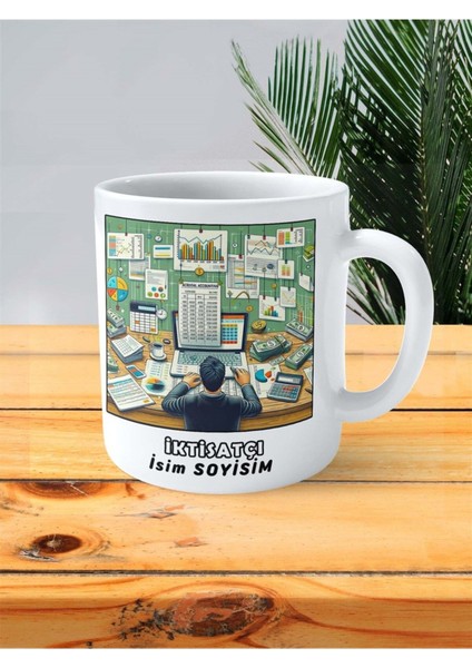 Iktisatçı Iktisat Meslek Baskılı Kupa Bardak Çift Taraflı Baskı Kişiye Özel Model