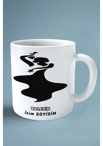 Balerin Baskılı Kupa Bardak Çift Taraflı Baskı Kişiye Özel Model 15