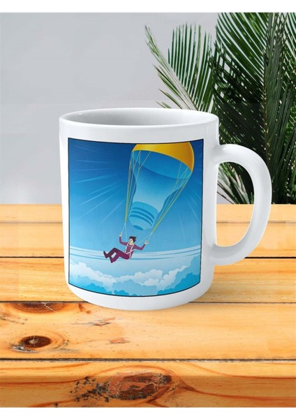 Paraşitle Atlama Baskılı Kupa Bardak Kişiye Özel Desen 3