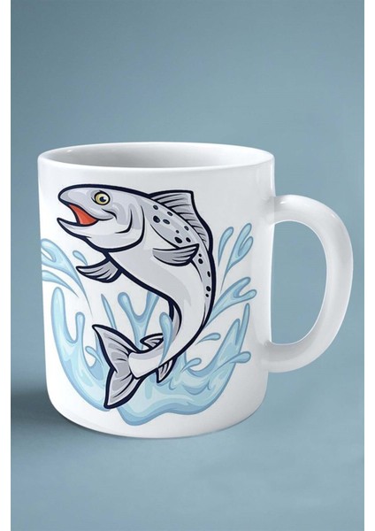 Balık Baskılı Kupa Bardak Çift Taraflı Kişiye Özel Model 17