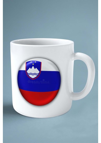 Slovenya Slovenia Bayrak Baskılı Kupa Bardak Çift Taraflı Kişiye Özel Model 3