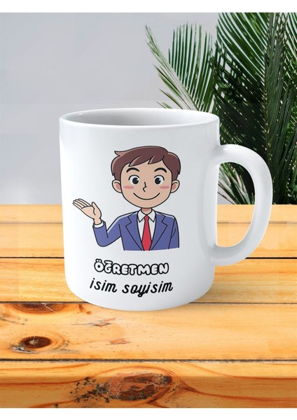 Öğretmen Baskılı Kupa Bardak Isimli Kişiye Özel El Salla