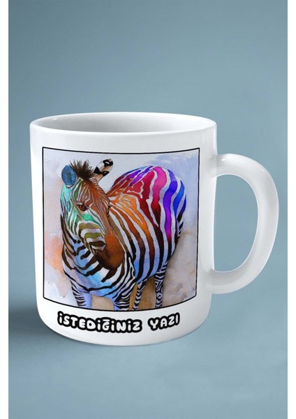 Zebra Baskılı Kupa Bardak Çift Taraflı Kişiye Özel Çerçeveli Renkli Model 4 fiyatları