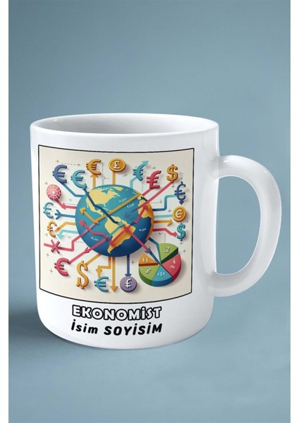 Ekonomist Meslek Baskılı Kupa Bardak Çift Taraflı Baskı Kişiye Özel Model 19