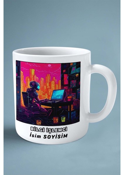 Bilgi Işlemci Baskılı Kupa Bardak Çift Taraflı Baskı Kişiye Özel Model 1