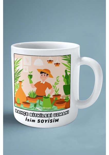Bahce Bitkileri Uzmanı Baskılı Kupa Bardak Çift Taraflı Baskı Kişiye Özel Model 6