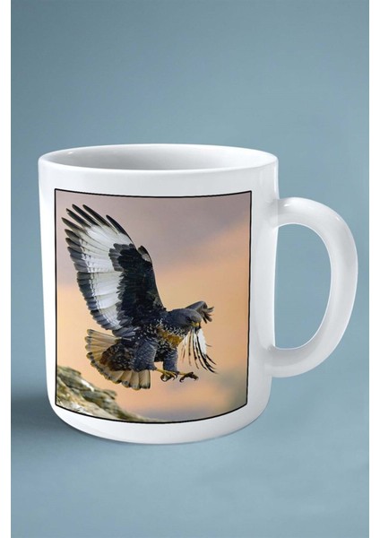 Şahin Baskılı Kupa Bardak Çift Taraflı Kişiye Özel Çerçeveli Renkli Model 14