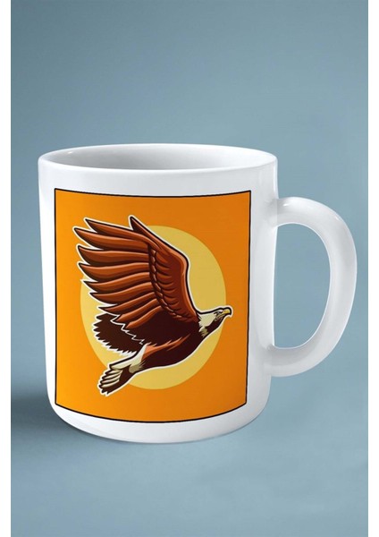 Şahin Baskılı Kupa Bardak Çift Taraflı Kişiye Özel Çerçeveli Renkli Model 8