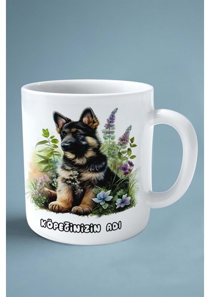 German Shepherd Alman Köpek Isimli Kişiye Özel Baskılı Kupa Bardak Ot Çiçek fiyatları