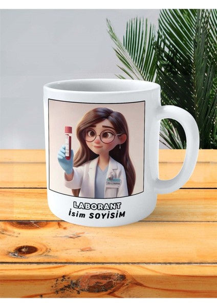 Laborant Meslek Baskılı Kupa Bardak Çift Taraflı Baskı Kişiye Özel Model