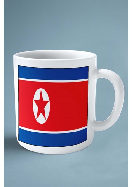 Kuzey Kore Bayrak Baskılı Kupa Bardak Çift Taraflı Kişiye Özel