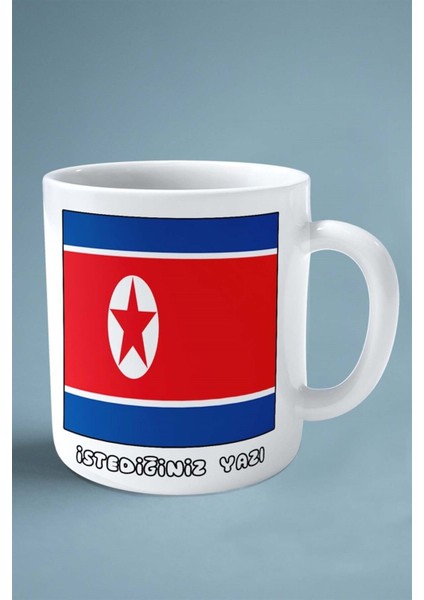 Kuzey Kore Bayrak Baskılı Kupa Bardak Çift Taraflı Kişiye Özel fiyatları