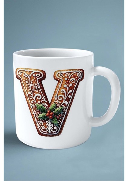 Noel Yeni Yıl Yeniyıl Hediye Isimli Kişiye Özel 2024 Baskılı Kupa Bardak V Harfi fiyatları