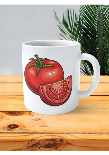 Domates Baskılı Kupa Bardak Kişiye Özel Model 1