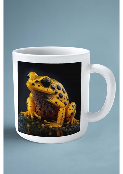 Kurbağa Baskılı Kupa Bardak Çift Taraflı Kişiye Özel Çerçeveli Renkli Model 8