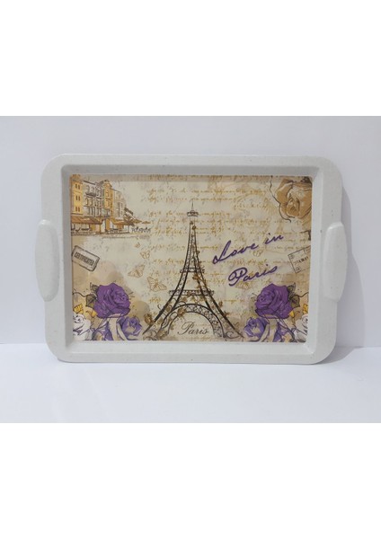 Renkli Büyük Boy Dikdörtgen Melamin Çay Tepsisi 44X29.5 cm fiyatları