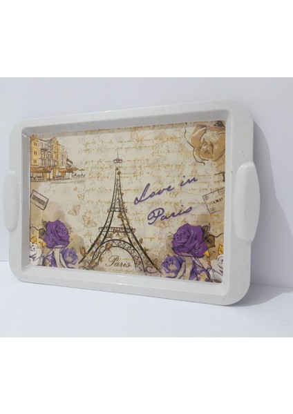 Renkli Büyük Boy Dikdörtgen Melamin Çay Tepsisi 44X29.5 cm indirimleri