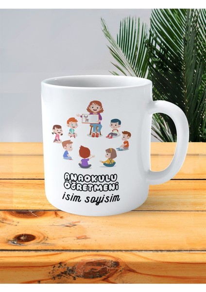 Anaokulu Ana Okulu Öğretmeni Baskılı Kupa Bardak Kalemlikler Çanta Dünya
