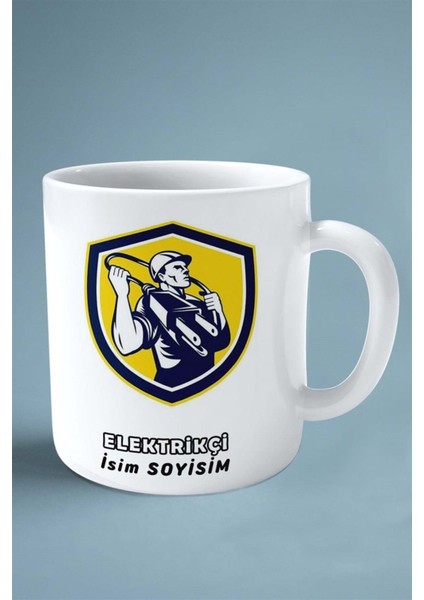 Elektrik Mühendisi Meslek Baskılı Kupa Bardak Çift Taraflı Baskı Kişiye Özel Model 10