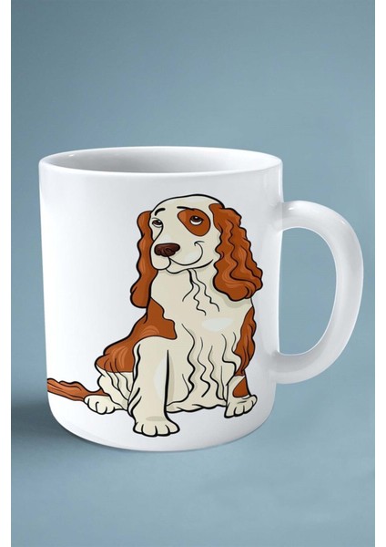 Spaniel Köpek Isimli Kişiye Özel Baskılı Kupa Bardak Kahverengi