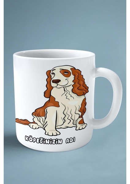 Spaniel Köpek Isimli Kişiye Özel Baskılı Kupa Bardak Kahverengi fiyatları