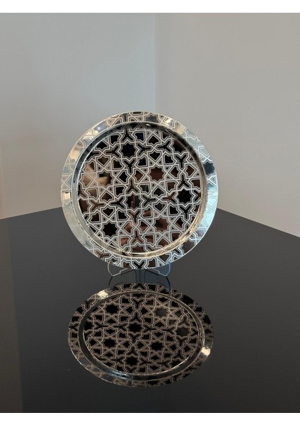 6'lı Yuvarlak Lüx Desenli Gümüş Renkli Sunum Tepsisi fiyatları