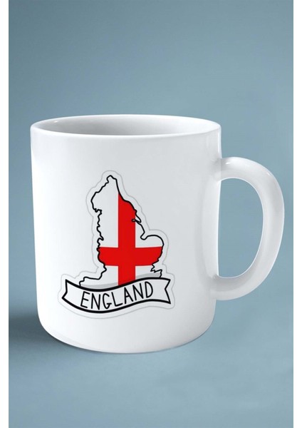 Ingiltere England Bayrak Baskılı Kupa Bardak Çift Taraflı Kişiye Özel Model 2