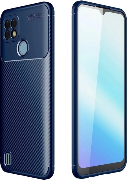 Realme C25 Kılıf Auto Focus Karbon Kapak - Lacivert