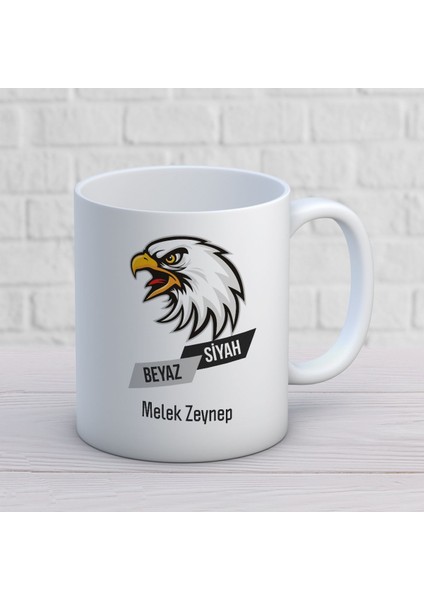Kişiye Özel Siyah Beyaz Kartal Kupa Bardak
