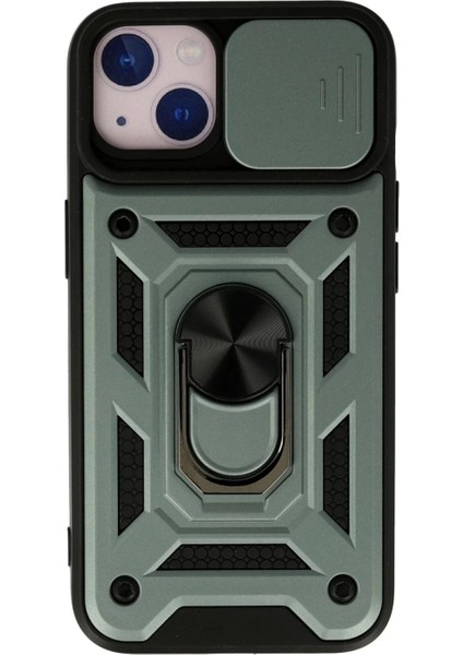 iPhone 13 Kılıf Pars Lens Yüzüklü Silikon - Yeşil