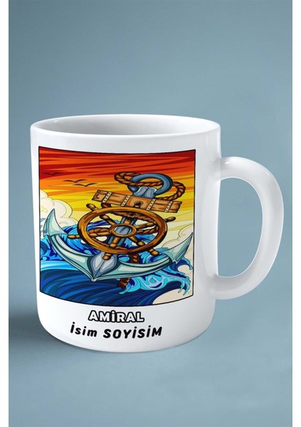 Amiral Baskılı Kupa Bardak Çift Taraflı Baskı Kişiye Özel Model 3