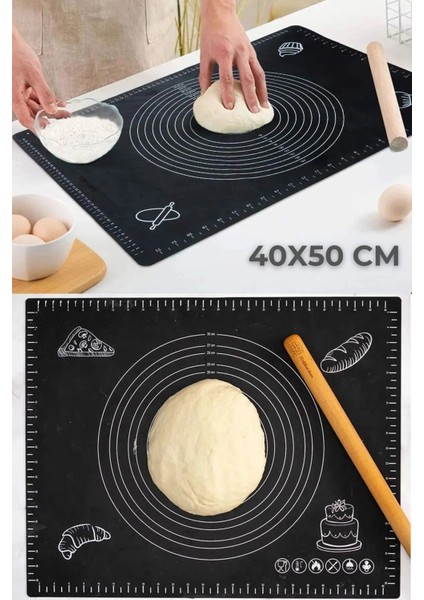 3 Parça Paslanmaz Çelik Set: 32 cm Pizza, Lahmacun, Pide Tepsisi, Silikon Hamur Matı ve Kesici Rulet modelleri